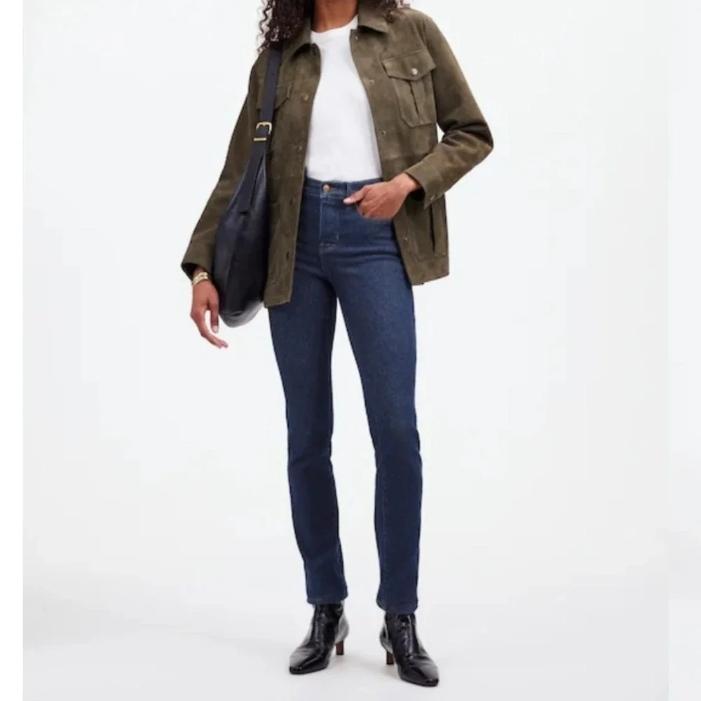 Madewell Mid-Rise Stovepipe Jeans‎ Dark Wash Straight Leg Size 27 NWOT $128